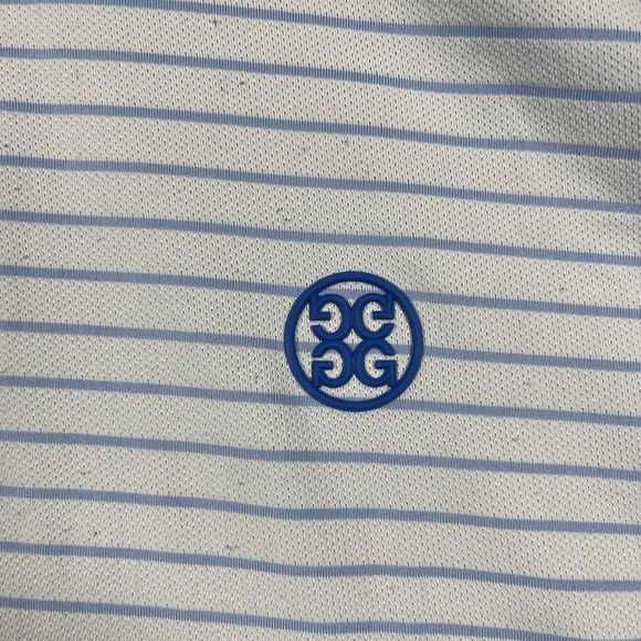 G/FORE Bellagio striped Polo Golf Shirt blue white Large - Picture 3 of 9